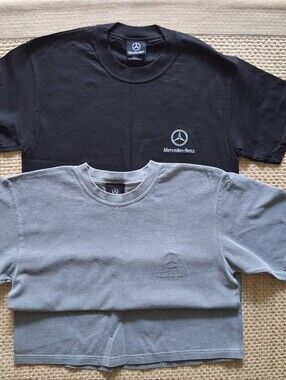 2 Authentic Mercedes Benz T Shirt Size S Unisex Black, Grey New